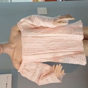🔥🔥🔥HALE BOB peach eyelet off the shoulder blouse Easter M